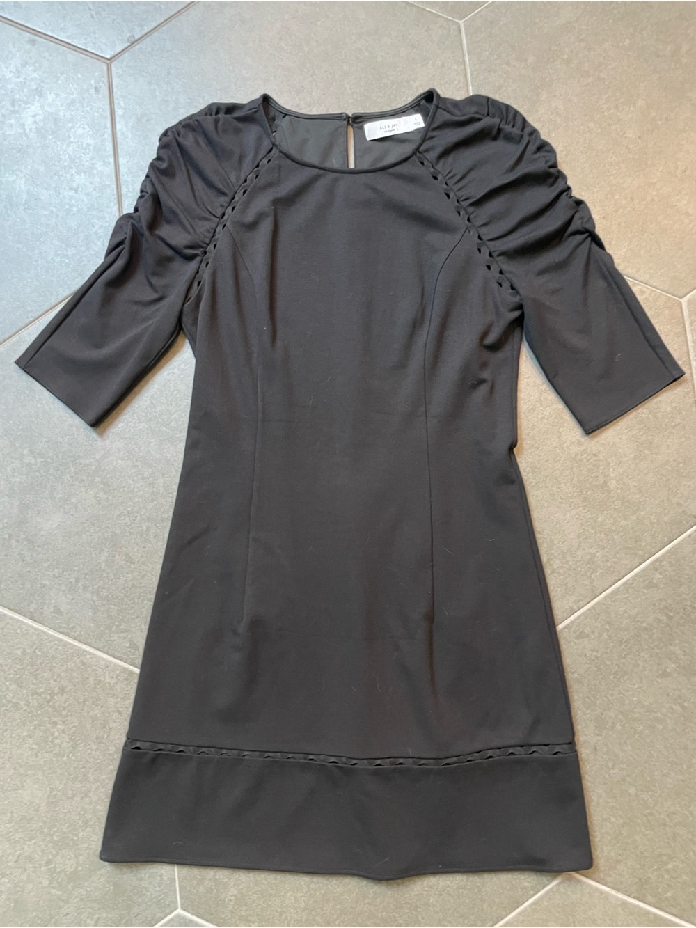 Ali & Jay Los Angeles Black Ruched Sleeve A-Line Dress L